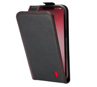 TORRO Étui en cuir pour iPhone 14 (avec chargement MagSafe) - Noir avec détails rouges