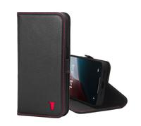 TORRO Étui en cuir pour iPhone 16e - Noir avec détails rouges