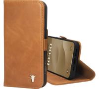 TORRO Étui portefeuille en cuir pour iPhone 15 (avec fonction de support) - Marron clair
