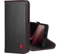 TORRO Galaxy S24+ Housse en cuir (avec fonction de support) - Noir avec détail rouge