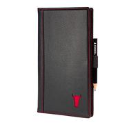 TORRO Grand Porte-Cartes de Score de Golf - Portefeuille en Cuir véritable pour Carte de Score de Golf Pro avec Fente pour Carte et Crayon (Noir avec détail Rouge)
