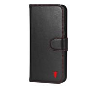 TORRO Pixel 9a Etui portefeuille en cuir (avec fonction de support) - Noir avec détails rouges