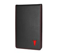 TORRO Porte-Carte de Score de Golf et Porte-carnet de Parcours Standard - Portefeuille pour Carte de Score de Golf et carnet de Parcours en Cuir véritable avec Boucle pour Crayon (Noir avec Rouge)