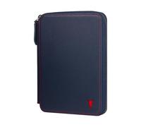 TORRO Portefeuille de Voyage - Organisateur de Voyage en Cuir Véritable avec Porte-Passeport et Porte-Cartes Détachables (Bleu avec Détail Rouge)