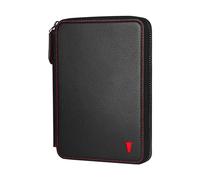 TORRO Portefeuille de Voyage - Organisateur de Voyage en Cuir Véritable avec Porte-Passeport et Porte-Cartes Détachables (Noir avec Détail Rouge)