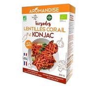 Torsades Lentilles corail et Konjac bio (200 g) - Aromandise - Epicerie - Pâtes, riz, céréales et graines