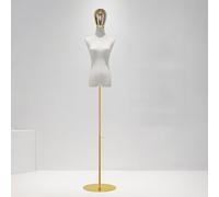 Torse de mannequin avec bras, support de tête réglable rotatif avec base en métal pour vitrine de magasin moderne et affichage de vêtements demi-corps