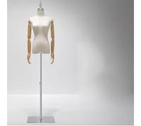 Torse de mannequin féminin - Hauteur réglable - Bras en bois - Étagère robuste - Base en métal pour vitrine de magasin