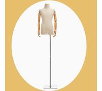Torse de mannequin réglable pour enfant avec housse en lin, base et bras en bois massif, mini robe de 1 à 8 ans (type B, taille S)