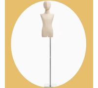 Torse de mannequin réglable pour enfant avec housse en lin, base et bras en bois massif, mini robe de 1 à 8 ans (type C, L)