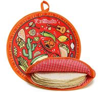 Tortillada - Chauffe-Tortillas 30 cm pour Micro-ondes - Chauffe Tortillas en Coton/Polyester pour Tortillas, Tacos, Roti et Chapati - Pochette pour Garder les Tortillas Chaudes - Rouge