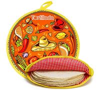 Tortillada - Chauffe-Tortillas 30 cm pour Micro-Ondes - Chauffe Tortillas en Coton/Polyester pour Tortillas, Tacos, Roti et Chapati - Pochette pour Garder Les Tortillas Chaudes - Orange