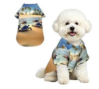 Tortles on the beach M Chemise hawaïenne pour petits chiens - Tenue d'été mignonne pour chiot - Vêtement doux et respirant avec boutons