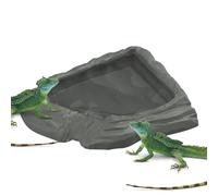 Tortoise Food Dish, Reptile Water Bowl Basin, Space-Saving Feeding Tray 6.93x5.71x1.38 inches, Sturdy Habitat Accessory for Turtle Snake Bearded Dragon Gecko Aquarium Terrarium Enclosure Use