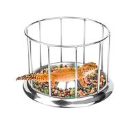 Tortoise Food Dish, Stainless Steel Reptile Tray, 2.95x2.48 inches, Rust Proof Terrarium Bowl, Water Food Feeder, Pet Dispenser for Bearded Dragon & Tortoise Habitat (Silver)