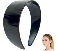 Tortoise Shell Headband with Teeth - 1.5in Wide Acetate Hair Band for Women, No Slip Thick Leopard Print Hair Hoop, Retro Hair Accessories for Styling (Black)