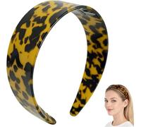 Tortoise Shell Headband with Teeth Wide Acetate Hair Band for Women No Slip Thick Leopard Print Hair Hoop Retro Hair Accessories for Styling (Leopard Print C)
