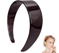 Tortoise Shell Headband with Teeth Wide Acetate Hair Band for Women No Slip Thick Leopard Print Hair Hoop Retro Hair Accessories for Styling (Brown)