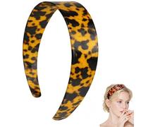 Tortoise Shell Headband with Teeth Wide Acetate Hair Band for Women No Slip Thick Leopard Print Hair Hoop Retro Hair Accessories for Styling (Leopard Print B)