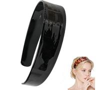 Tortoise Shell Headband with Teeth Wide Acetate Hair Band for Women No Slip Thick Leopard Print Hair Hoop Retro Hair Accessories for Styling (Black)