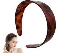 Tortoise Shell Headband with Teeth Wide Acetate Hair Band for Women No Slip Thick Leopard Print Hair Hoop Retro Hair Accessories for Styling (Leopard Print A)