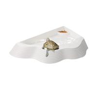 Tortoise Water Bowl - Anti Slip Reptile Bathing Pool with Ramp | Aquarium Decoration Tray with Realistic Rock Style, Soaking Dish for Snake Gecko Habitat Tank, 12.99x8.66x1.38 in