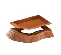 Tortoise Water Dish | ABS, Brown/White, Small (220g) Or Large (650g) | Right-Angle Split Bath For Lizards & Reptiles | Anti-Slip Climbing Ramp For Terrarium