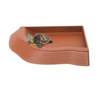 Tortoise Water Dish, Decorative Snake Drink Dish with Ramp, Feeder Tray Accessory, Aquarium Decoration, Animal Feeding Stand, Anti-Slip Feed Tool, Abs, 14.65x11.61x1.85 inches