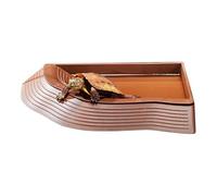 Tortoise Water Dish, Decorative Unique Snake Water Dish with Ramp, Feeder Tray and Aquarium Decoration, Animal Feeding Stand with Anti-Slip Feed Accessories