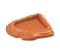 Tortoise Water Dish, Reptile Bath Basin, 6.93x5.71x1.38inch, Turtle Food Bowl, Space-Saving Design, Reptiles Safe and Good Material, Ideal for Terrariums, Aquariums, Reptile Habitats, Brown/Gray/Black