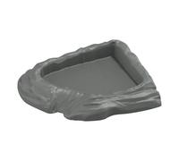 Tortoise Water Dish, Reptile Bath Basin, 6.93x5.71x1.38inch, Turtle Food Bowl, Space-Saving Design, Reptiles Safe and Good Material, Ideal for Terrariums, Aquariums, Reptile Habitats, Brown/Gray/Black