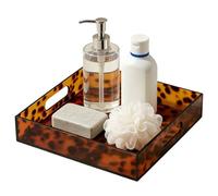 Tortoiseshell Vanity Tray With Handle - Modern Large Bathroom Counter Tray, Parfum And Makeup Holder, Stylish Organizer For Candles, Toiletries, Home, Bedroom, Living Room & Coffee Table Décor