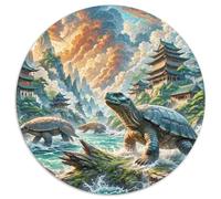 Tortue à Coquille Douce Perching sur Bois pourri 1000 Pièces Jigsaw Puzzles Animaux Puzzle Rond pour Enfants Décompression Jeu D'Intelligence De l'art De La DécoRat ION Moderne 1000pcs (67.5X