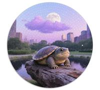 Tortue à Coquille Douce Perching sur Bois pourri 1000 Pièces Jigsaw Puzzles Animaux Puzzle Rond pour Adultes Et Enfants Encastrement Parfait Jeu D'Intelligence De l'art De La DécoRat