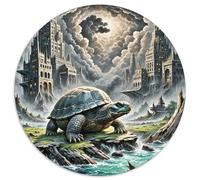 Tortue à Coquille Douce Perching sur Bois pourri 1000 Pièces Puzzle Animaux Circulaire pour Adultes Et Enfants Encastrement Parfait Jeu D'Intelligence De l'art De La DécoRat ION Moderne 1000p