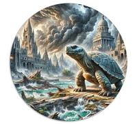 Tortue à Coquille Douce Perching sur Bois pourri 1000 Pièces Puzzle Animaux Rond pour Enfants Encastrement Parfait Jeu D'Intelligence De l'art De La DécoRat ION Moderne 1000pcs (67.5x67.5cm)
