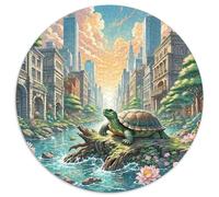 Tortue à Coquille Douce Perching sur Bois pourri 1000 Pièces Puzzles Classiques Animaux Puzzle Circulaire pour Enfants Encastrement Parfait Jeu D'Intelligence De l'art De La DécoRat