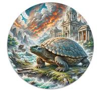 Tortue à Coquille Douce Perching sur Bois pourri 1000 Pièces Puzzles Classiques Animaux Puzzles Ronds pour Adultes Et Enfants Décompression Jeu D'Intelligence De l'art De La DécoRat