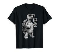 Tortue Amusante avec Lunettes de Soleil et Verre à vin T-Shirt Graphique avec Valeur