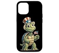 Tortue Amusante du 4 Juillet avec Chapeau Haut de Forme US Coque pour iPhone 12/12 Pro