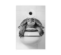 Tortue avec un rouleau de papier toilette sur la tête, art mural amusant pour salle de bain, décoration de buanderie, tortue mignonne, impression d'humour animal, Ai Art-1