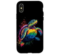 Tortue Coloré Popart Arc-en-Ciel Reptile Douceur des Tortues Coque pour iPhone X/XS