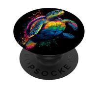 Tortue Coloré Popart Arc-en-Ciel Reptile Douceur des Tortues PopSockets PopGrip Adhésif