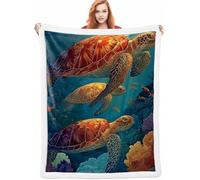 Tortue Couverture Lestée 130x150cm, Animal Chaise Blankets, Douce Chaude Hiver Couvertures de Canapé et Grand Plaids Chaude et Douillet, Fleece Blanket pour Chambre à Coucher, Bureau, Cadeau A-995