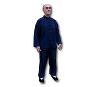 Tortue de Jade Kimono Taichi Qi Gong Soie mélangée Bleue