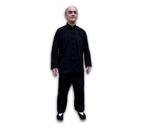 Tortue de Jade Kimono Taichi Qi Gong Soie mélangée Noire