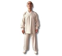 Tortue de Jade Tenue Tai Chi Qi Gong Mixte Beige - Kimono Wudang Traditionnel Chinois - Ensemble Kung Fu Homme et Femme - Vêtement Arts Martiaux en Coton et Polyester