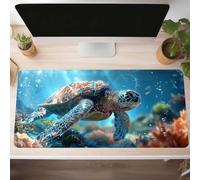 Tortue de mer Bleu Tapis de Souris de Jeu, 140 x 60cm XXL Tapis Souris Gaming Grand, Antidérapant Étanche, iExtended Long Clavier Mouse Pad XXL, Accessoire Bureau, pour Gamer, PC PjY9433 U-K