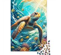Tortue De Mer Corail Poisson 1000pcs Mini Puzzle pour Famille Difficile | 52x38cm Carton Décor Salon Structure Durable Cadeau D'anniversaire Soulagement De L'anxiété