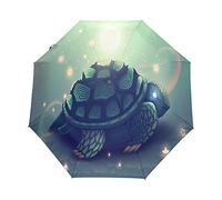 Tortue De Mer De Dessin Animé Mignon Parapluie Pliant Ouverture et Fermeture Automatique Protection UV Parapluies Pliant Coupe-Vent Ultra-léger pour Voyager Plage Femmes Enfants Fille